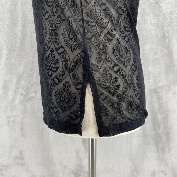 Vintage 90s Sheer Velvet Burnout Bell Sleeve V-Neck Top Hippie Goth - Picture 5 of 10